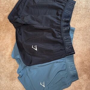 Gymshark Black and Blue Athletic Shorts Lightweight Elastic Waist
